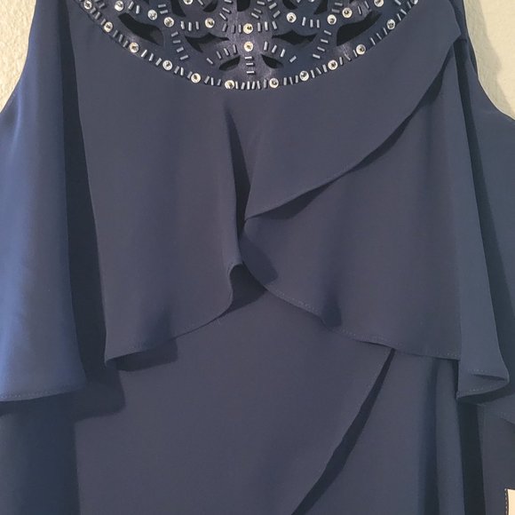 SL FASHIONS NAVY BLUE MISSY FLAPPER STYLE COCKTAIL DRESS-NWT - Picture 7 of 10